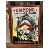 Diamond Horseshoe Caulks Embossed Metal Sign