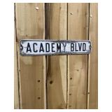 Vintage Original Metal Academy BLVD Street Sign