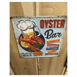 Oyster Bar Embossed Metal Sign
