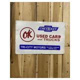Chevrolet OK Used Cars Large Painted Metal Sign