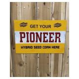 Large Metal Pioneer Seed Corn Painted Metal Sign