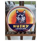 HUSKY Round Porcelain Sign GAS OIL