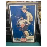 Vintage COKE Coca-Cola Boy Fishing Metal Sign