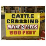 Wayne Feeds Cattle Crossing Embossed Metal Sign