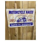 Large Painted Metal Motorcycle Races Sign