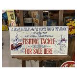 UTICA Fishing Tackle Embossed Metal Sign