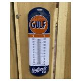 GULF Gulfpride Oil Metal Thermometer Sign