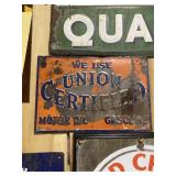 Vintage RARE Union Certified Gas & Oil Metal Sign