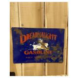 Dreadnaught Gasoline Painted Metal Sign GAS OIL