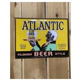 RARE Vintage Atlantic Beer Embossed Metal Sign
