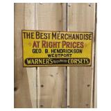 Vintage Metal Embossed CORSETS Sign