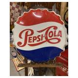 Pepsi-Cola Embossed 28' Metal Bottle Cap Sign