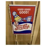 Pepsi Pete Embossed Metal Sign