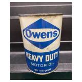 Rare OWENS Motor Oil Quart Can GAS OIL