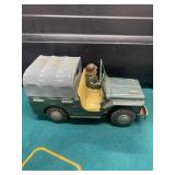 Vintage Japan Friction ARMY JEEP with Driver Toy
