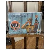 GULF Service Station Attendant Metal Sign GAS OIL