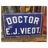 Vintage Cobalt Blue Porcelain Doctor Sign