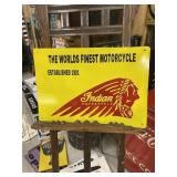 Indian Motorcycles Yellow Painted Metal Sign