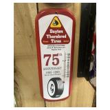 Vintage Dayton Tires Metal Thermometer Sign GAS OL