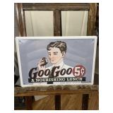 Goo-Goo Cluster Metal Sign GAS OIL CANDY