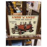 Amos and Andy 1930 Marx Taxi Toy Metal Sign Emboss
