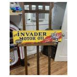 INVADER Motor Oil Embossed Metal Sign GAS OIL
