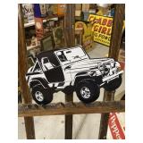 JEEP Die-Cut Metal Sign- GAS OIL AUTO
