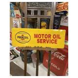 Pennzoil Painted Metal Sign GAS OIL