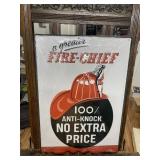Texaco Fire Chief Embossed Metal Sign GAS & OIL