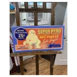 SUPER PYRO Embossed Metal Sign GAS OIL