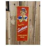 NOS Sunbeam Bread Embossed Vertical Metal Sign