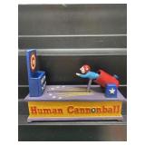 Cast Iron Human Cannonball Mechanical Bank-Works