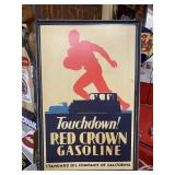 Vintage RED CROWN GASOLINE Football Sign