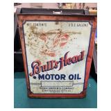 RARE! Bulls Head Motor Oil 2 Gallon Can Gas Oil