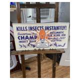 CHAMP Insect Bulb Embossed Metal Sign