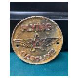 Flying A Gasoline Small Round Plate Patina Sign