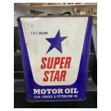 Vintage RARE Super Star 2 Gallon Oil Can GAS OIL
