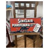 Sinclair Embossed Metal Sign-Red Dino GAS OIL