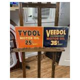 Tydol Veedol Embossed Metal Sign GAS OIL