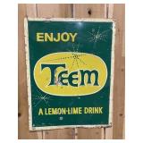 RARE Large Vintage Metal TEEM Soda Metal Sign