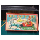 VTG Celluloid SANTA CLAUS on Sled Toy w/Box