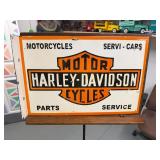 Harley Davidson Porcelain Flange Sign 19 1/2" x 13