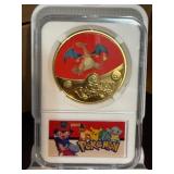POKEMON Charizard Red & Gold Coin Slab