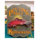 Pouting Trout Wooden Restaurant Sign
