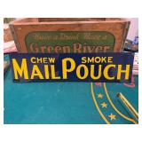 Mail Pouch Embossed Metal Tin Tacker Tobacco Sign