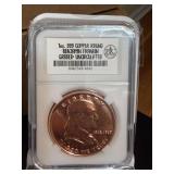 1 Oz. Copper Round Benjamin Franklin UNC Coin Slab