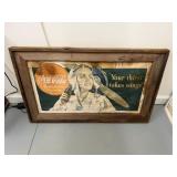 Coca-Cola Aviator Girl RARE Cardboard Sign Framed