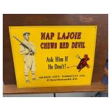 Nap Lajoie Red Devil Tobacco Embossed Metal Sign
