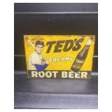 Ted Williams Root Beer Metal Door Push Sign-RARE