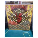 Baseball Charms RARE Vintage Unused Punchboard